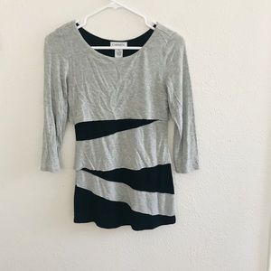 Carmen Marc Valvo Grey and White Shirt